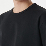 Heavy Ponte Relaxed Crew Neck Long Sleeve T-Shirt [Black]