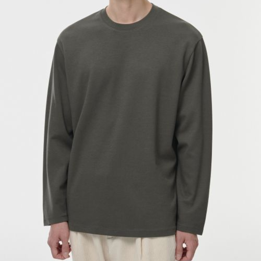 [HeatStandard] Crew Neck Long Sleeve T-Shirt [Dusty Khaki]
