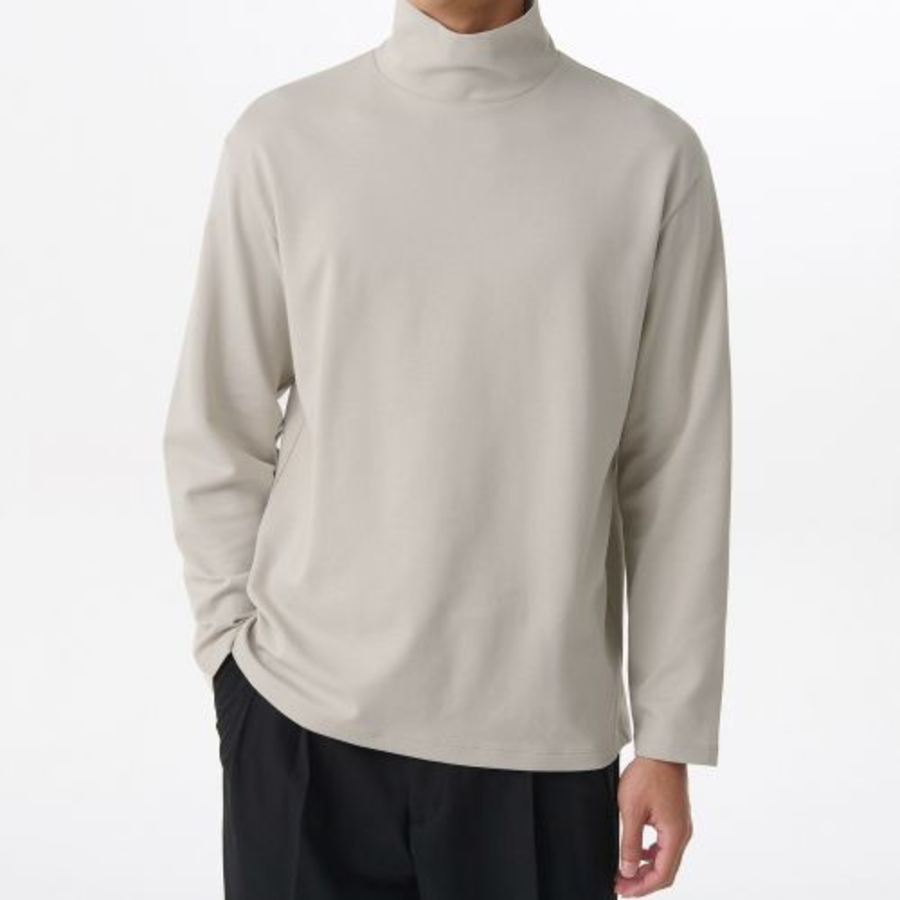 [HeatStandard] Turtle Neck Long Sleeve T-Shirt [Light Beige]