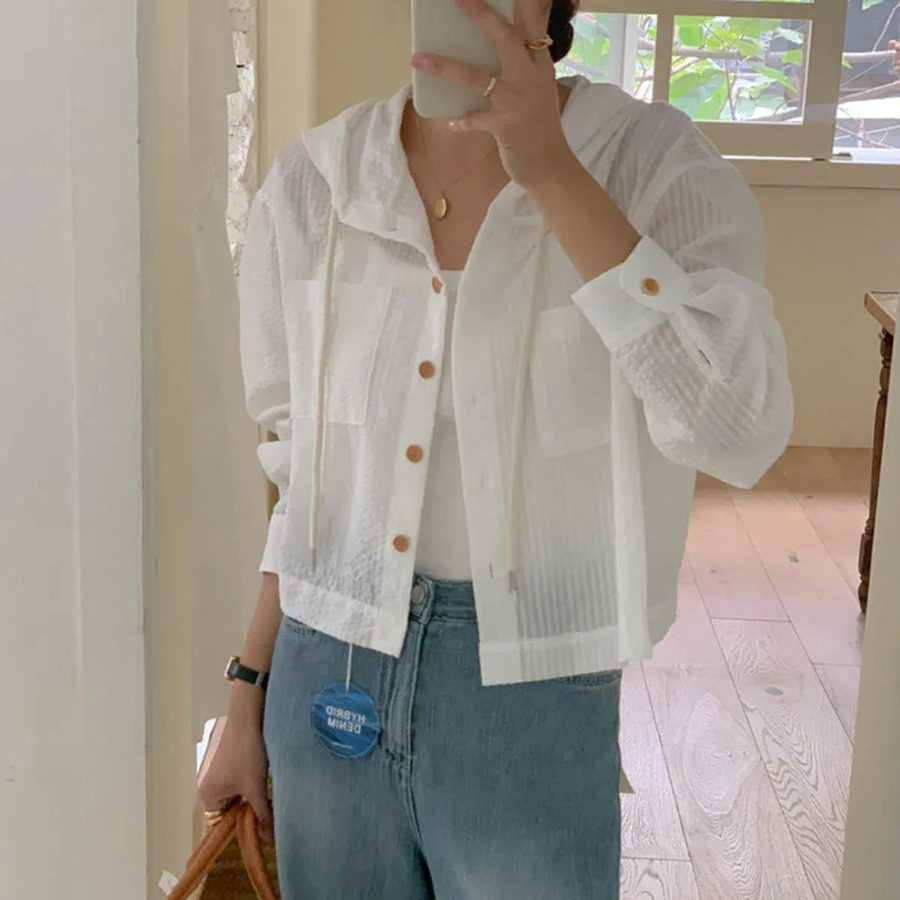 Russo – Stripe Semi-Crop Hood Shirt