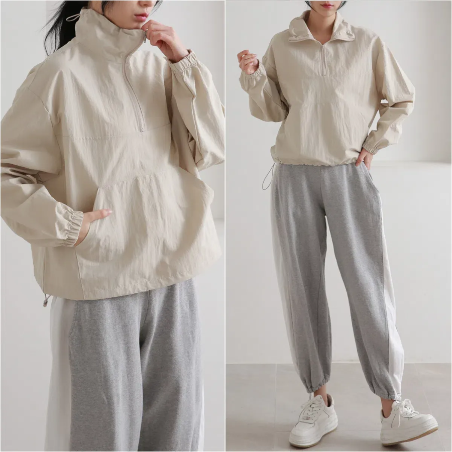 Wind – String Half-Zip Windbreaker Jacket