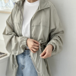 Свободный размер-Светло-серый-Ветровка