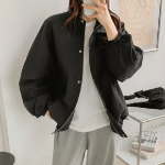 Wind – Plain Snap Button Windbreaker Jacket