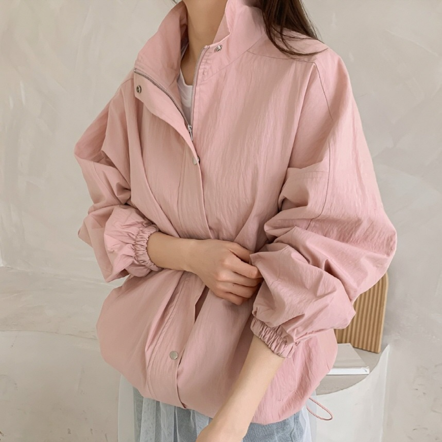 Wind – Plain Snap Button Windbreaker Jacket