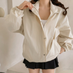 Wind – Plain Snap Button Windbreaker Jacket