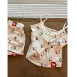 Jennie Style – Y2K Cutie Sexy Kitty White Sleeveless Shorts Set