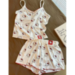 Jennie Style – Y2K Cutie Sexy Kitty White Sleeveless Shorts Set