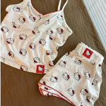 Jennie Style – Y2K Cutie Sexy Kitty White Sleeveless Shorts Set