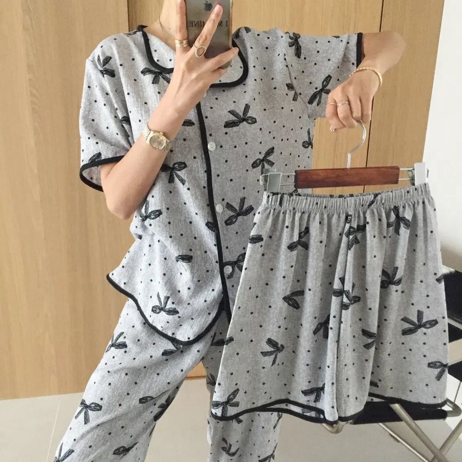 Threebon – Dot Pattern 3-Piece Homewear Set