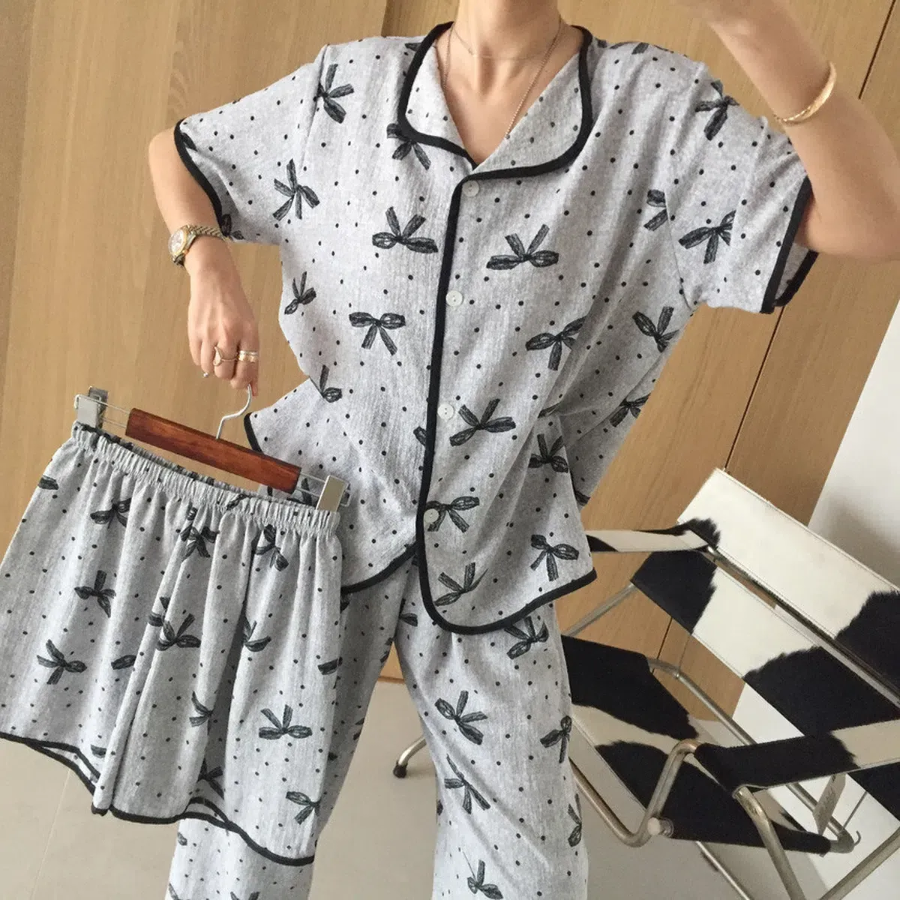 Threebon – Dot Pattern 3-Piece Homewear Set