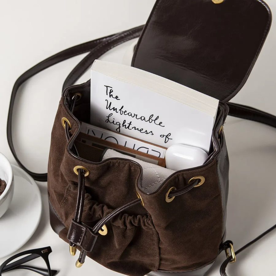 Suede Leather Combo Mini Backpack — элегантный микс текстур в компактном формате