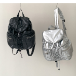 Glossy Drawstring Backpack with Dual Pockets — глянцевый рюкзак-мешок для ярких будней