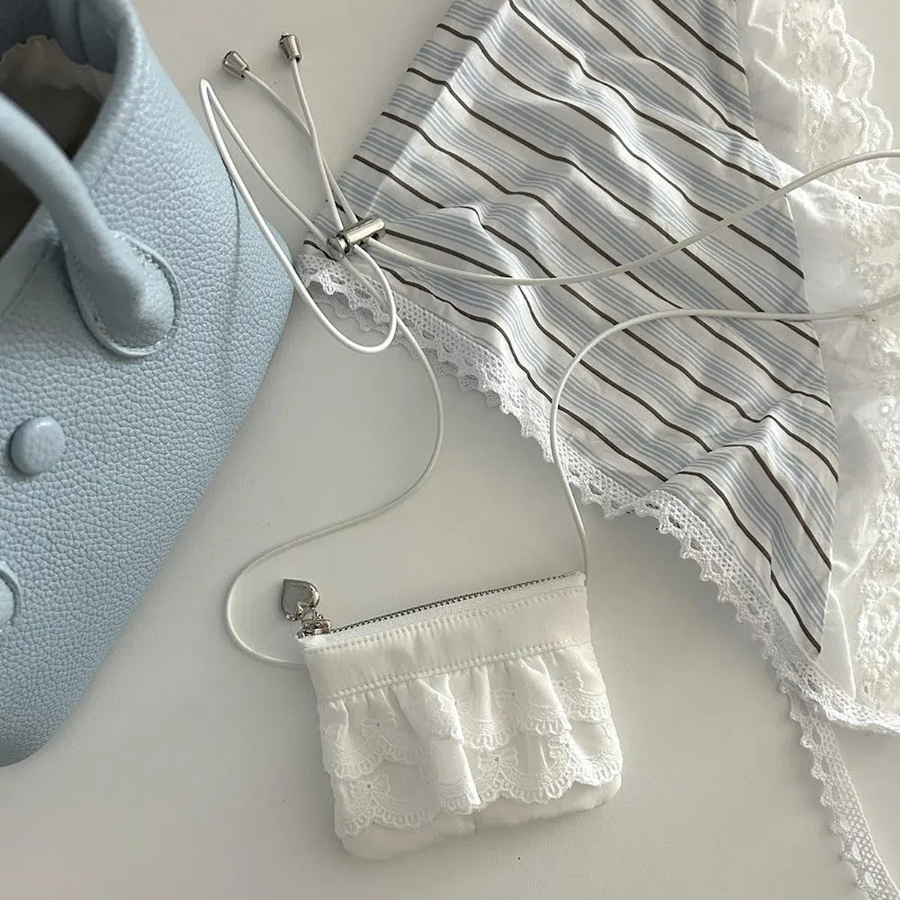 Ribbon Lace Fabric Mini Wallet Crossbody — изящный аксессуар в стиле романтик