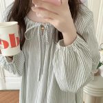Lovely Mutiline Long-Sleeve Pajama Dress
