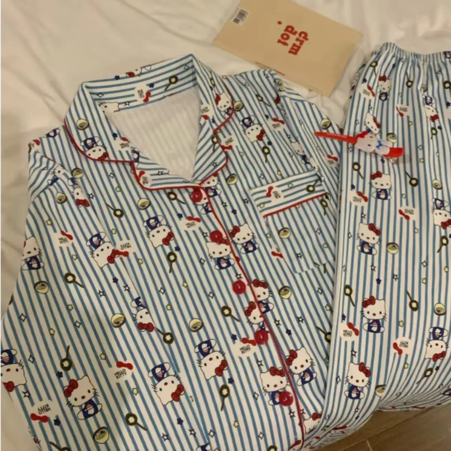 KT Vivid Stripe Kitty Pajama Se
