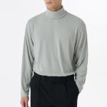 Cooltandard Relaxed Turtleneck Long Sleeve Knit T-shirt [Light Khaki]