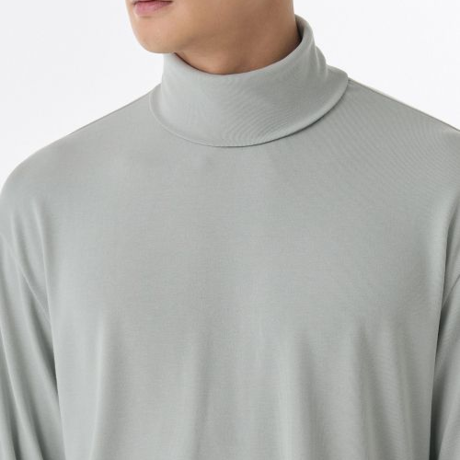 Cooltandard Relaxed Turtleneck Long Sleeve Knit T-shirt [Light Khaki]