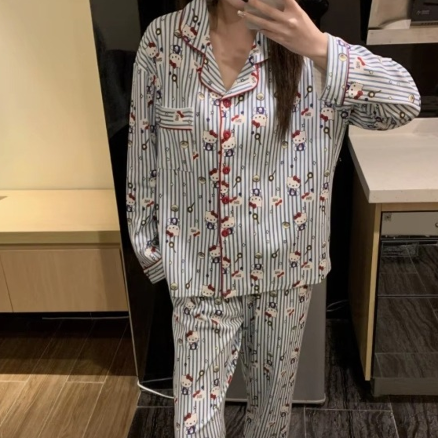 KT Vivid Stripe Kitty Pajama Se
