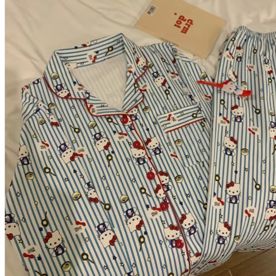 KT Vivid Stripe Kitty Pajama Se
