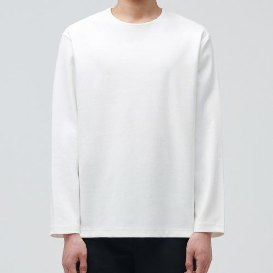 Cooltandard Ponte Crew Neck Long Sleeve T-shirt [Off White]