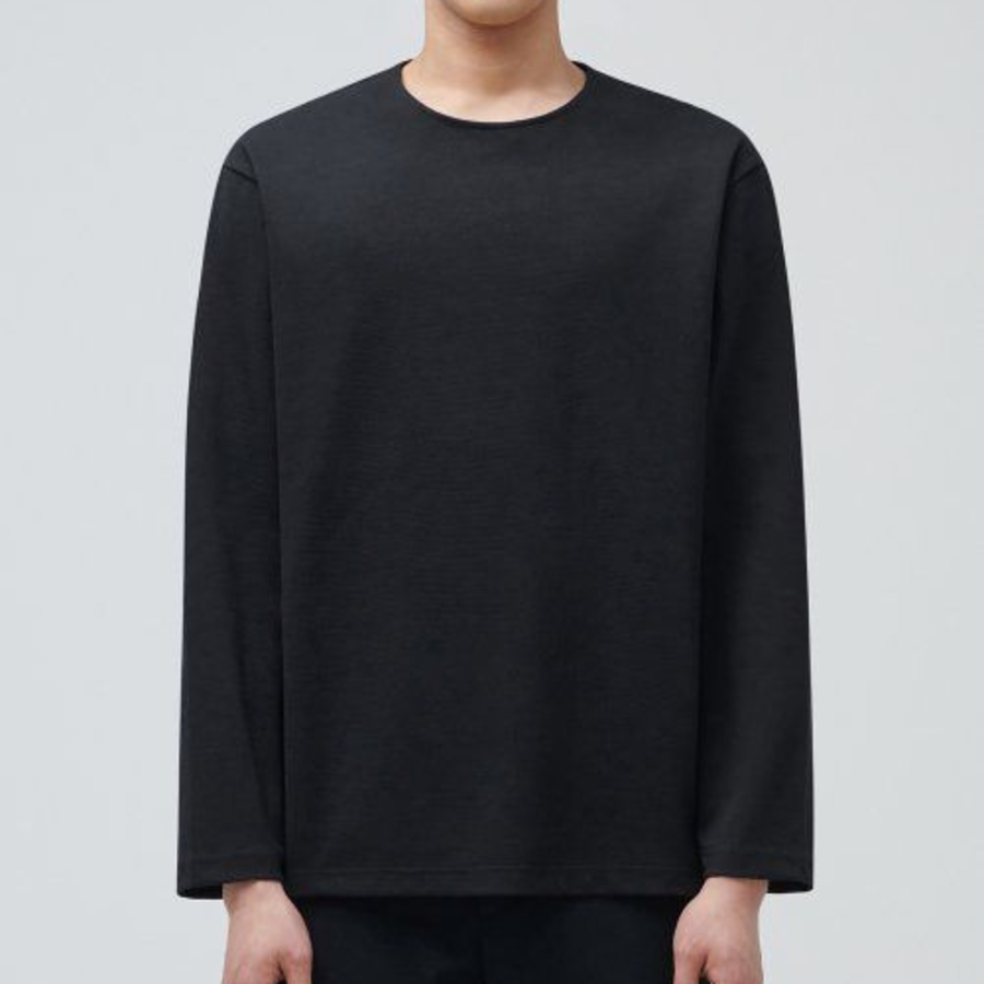 Cooltandard Ponte Crew Neck Long Sleeve T-shirt [Black]