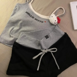 Hello Kitty Ribbed Layered Cami Pajama Set