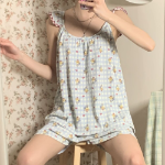 Remang Bear Apple Check Frill Pajama Set