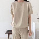 Viscose Oversized Knit T-Shirt & Pleated Pants Set