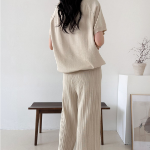 Viscose Oversized Knit T-Shirt & Pleated Pants Set