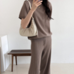 Viscose Oversized Knit T-Shirt & Pleated Pants Set