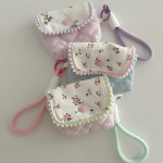 Flower Quilted Fabric Card Wallet with Strap & Keyring Set — нежный комплект для повседневных мелочей