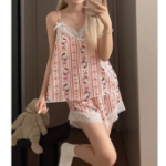 Kitty Lace Strap Cami & Shorts Set