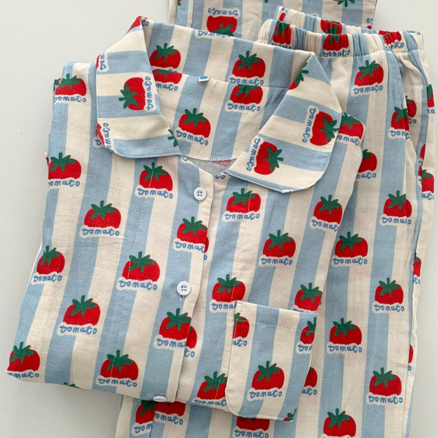 Tomato Blue Stripe Pajama Set