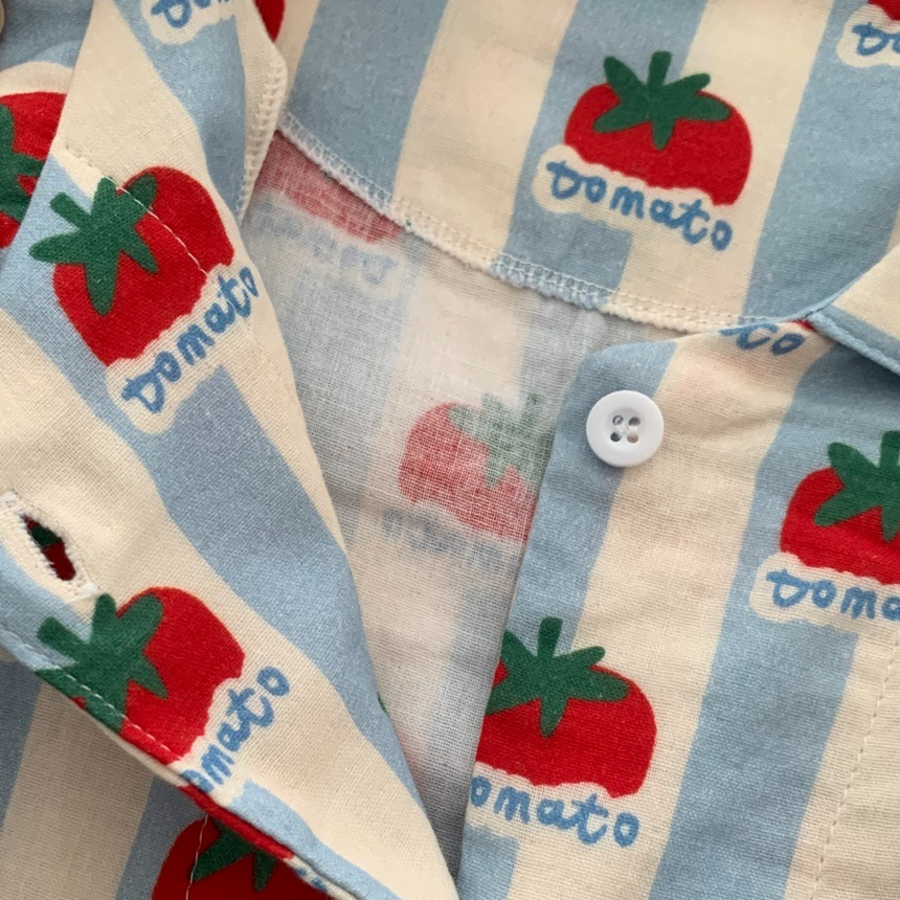 Tomato Blue Stripe Pajama Set