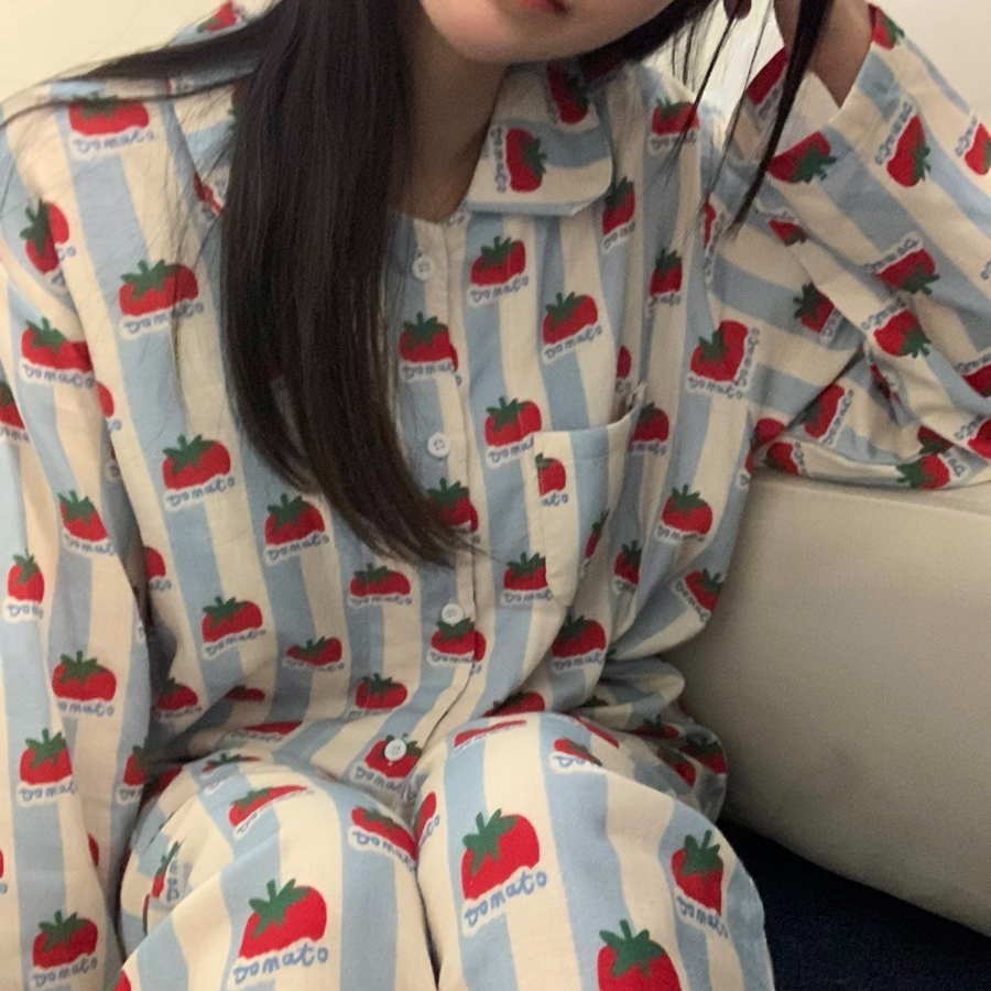 Tomato Blue Stripe Pajama Set