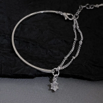 Серебряный браслет с кристаллом и двойной цепочкой