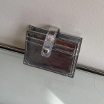 Silver Snap Button Cowhide Card Wallet — минимализм и премиальное исполнение