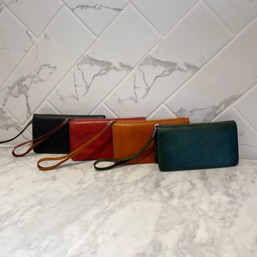 Универсальный кожаный чехол-клатч для телефона — кошелёк и органайзер в одном формате