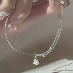 Серебряный браслет с двойной цепочкой и кубиком