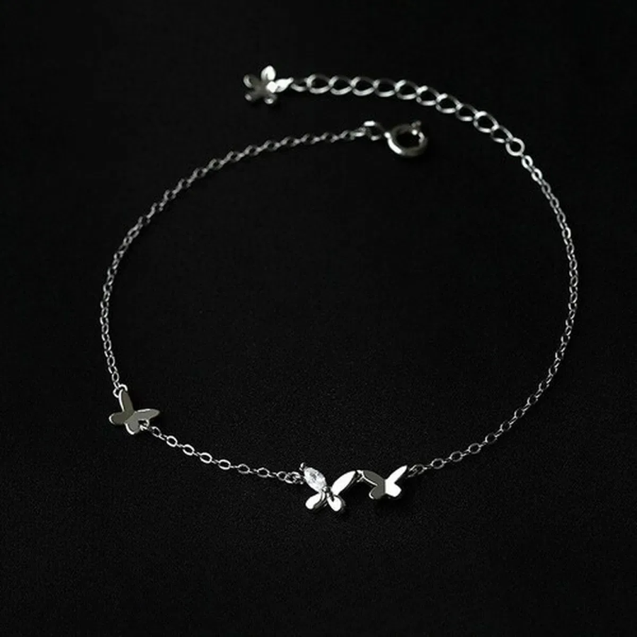 Серебряный браслет с подвеской-бабочкой