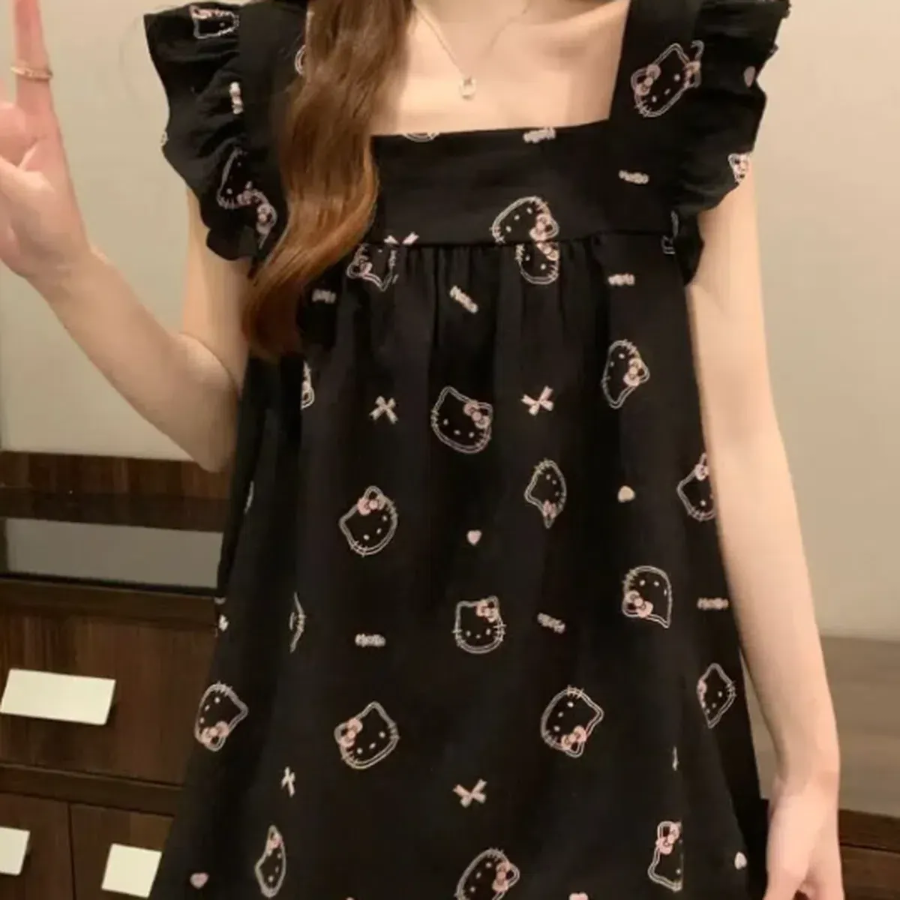 Hello Kitty Frill Black Lounge Set