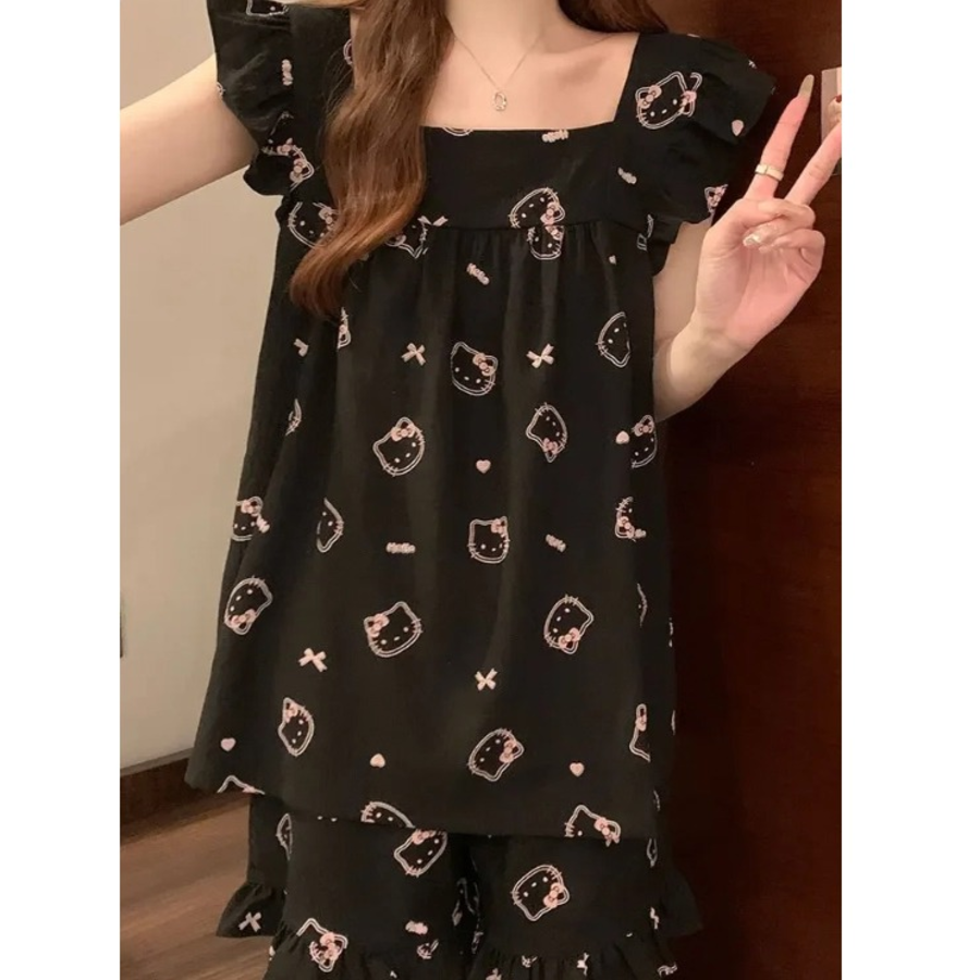 Hello Kitty Frill Black Lounge Set