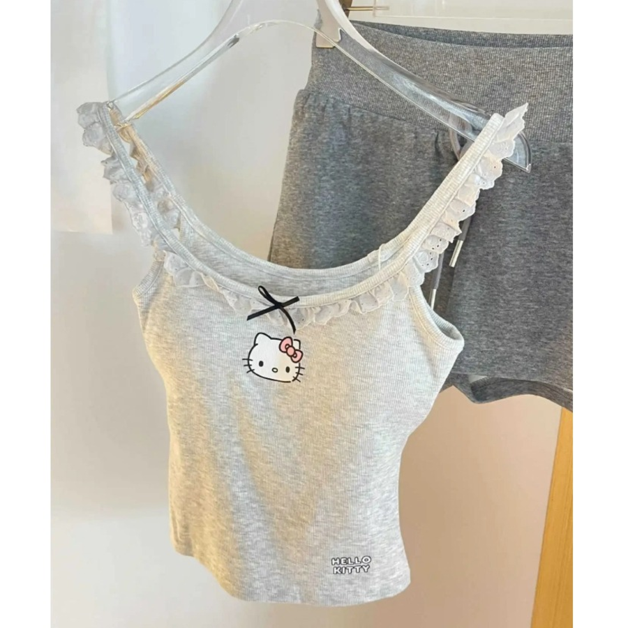 Hello Kitty Lace Frill Grey Lounge Set