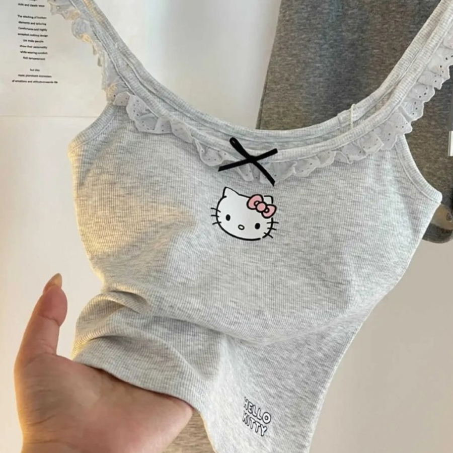 Hello Kitty Lace Frill Grey Lounge Set