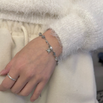 Браслет с бусинами и звёздочками из нержавеющей стали