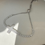 Браслет с регулируемой длиной из хирургической стали с крестом и кристаллами