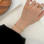 Браслет с цепочкой в форме кофейных зёрен из хирургической стали