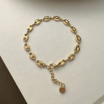 Браслет с цепочкой в форме кофейных зёрен из хирургической стали