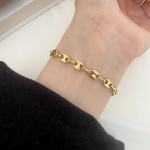 Браслет с цепочкой в форме кофейных зёрен из хирургической стали