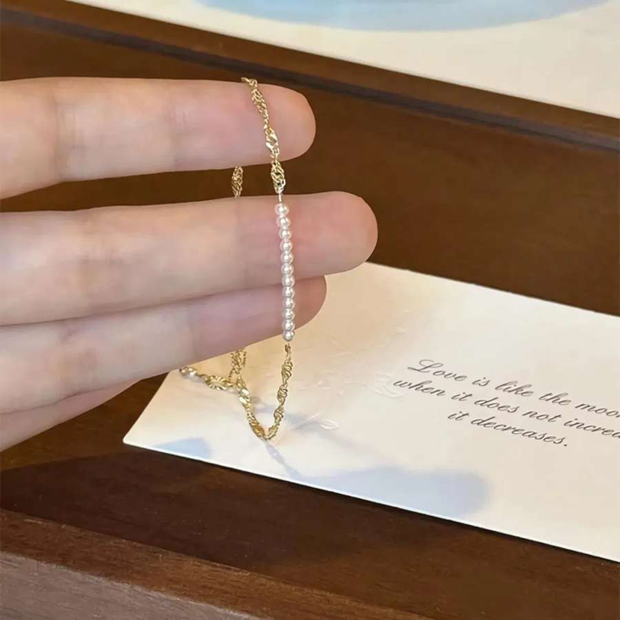 Женский французский винтажный браслет с мелкими жемчужинами и волнистым узором